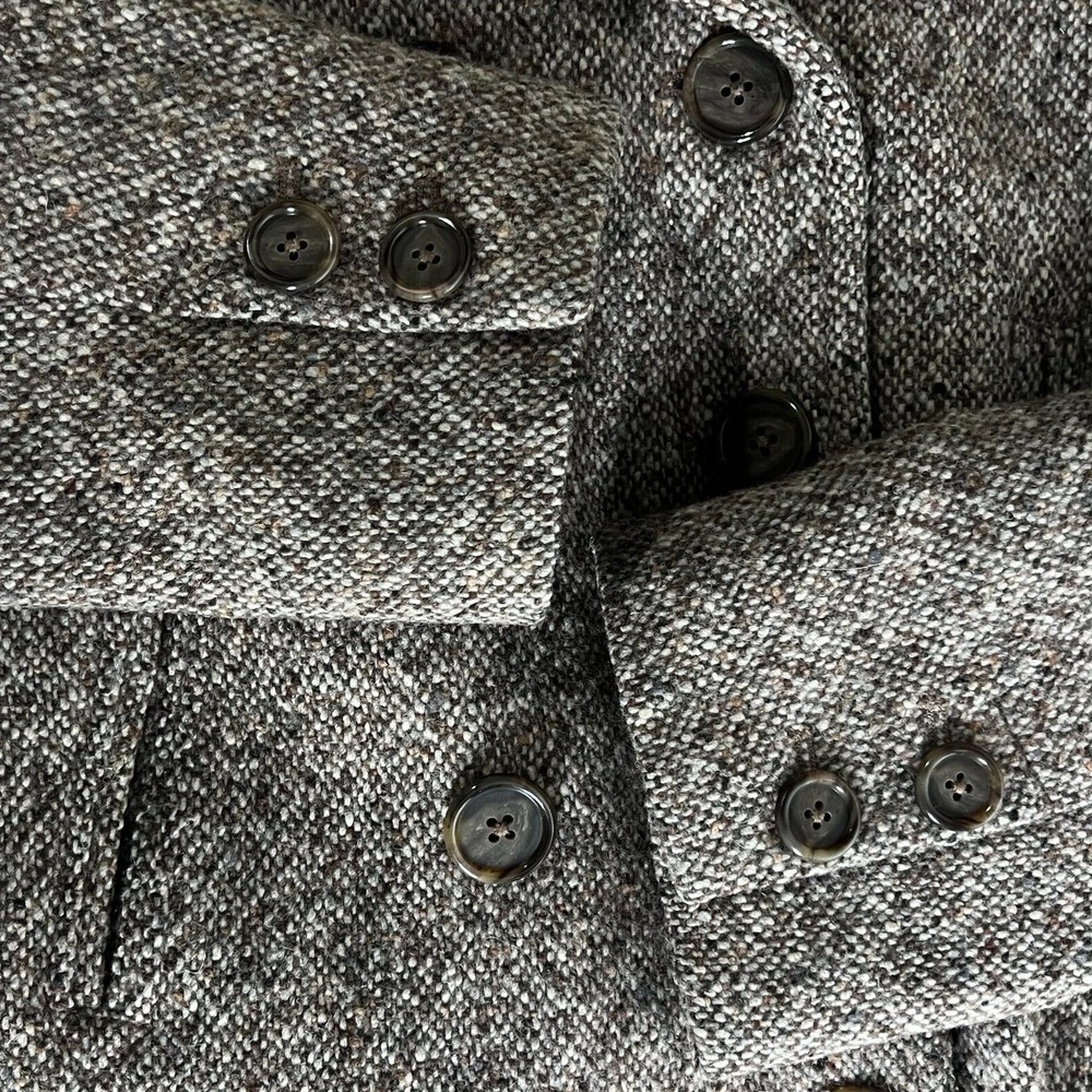 Vintage J.Crew Sz Medium Double Breasted Tweed Pea Coat Quilted Lining - Picture 6 of 6